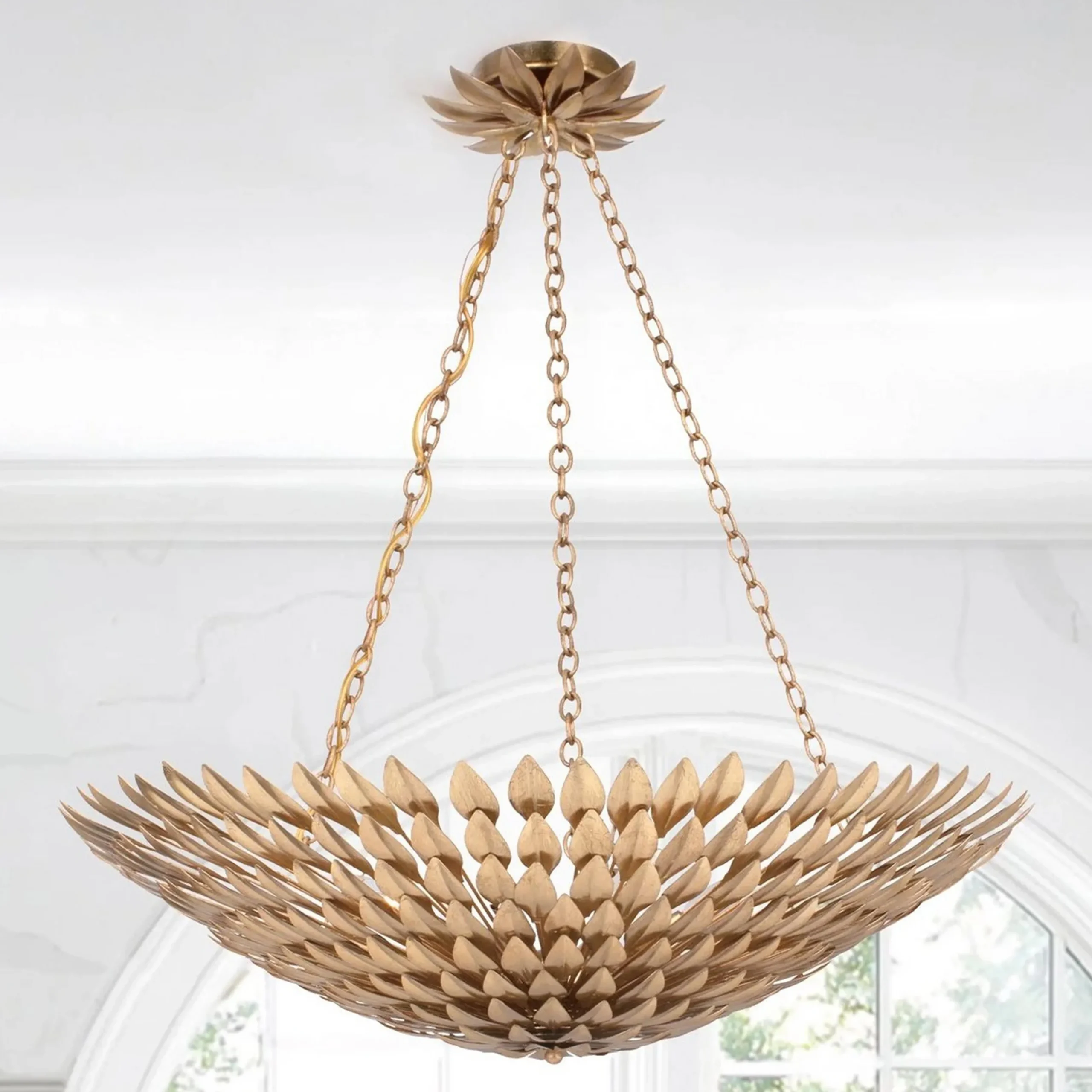 Olive Leaf Convertible Chandelier - 6 Light