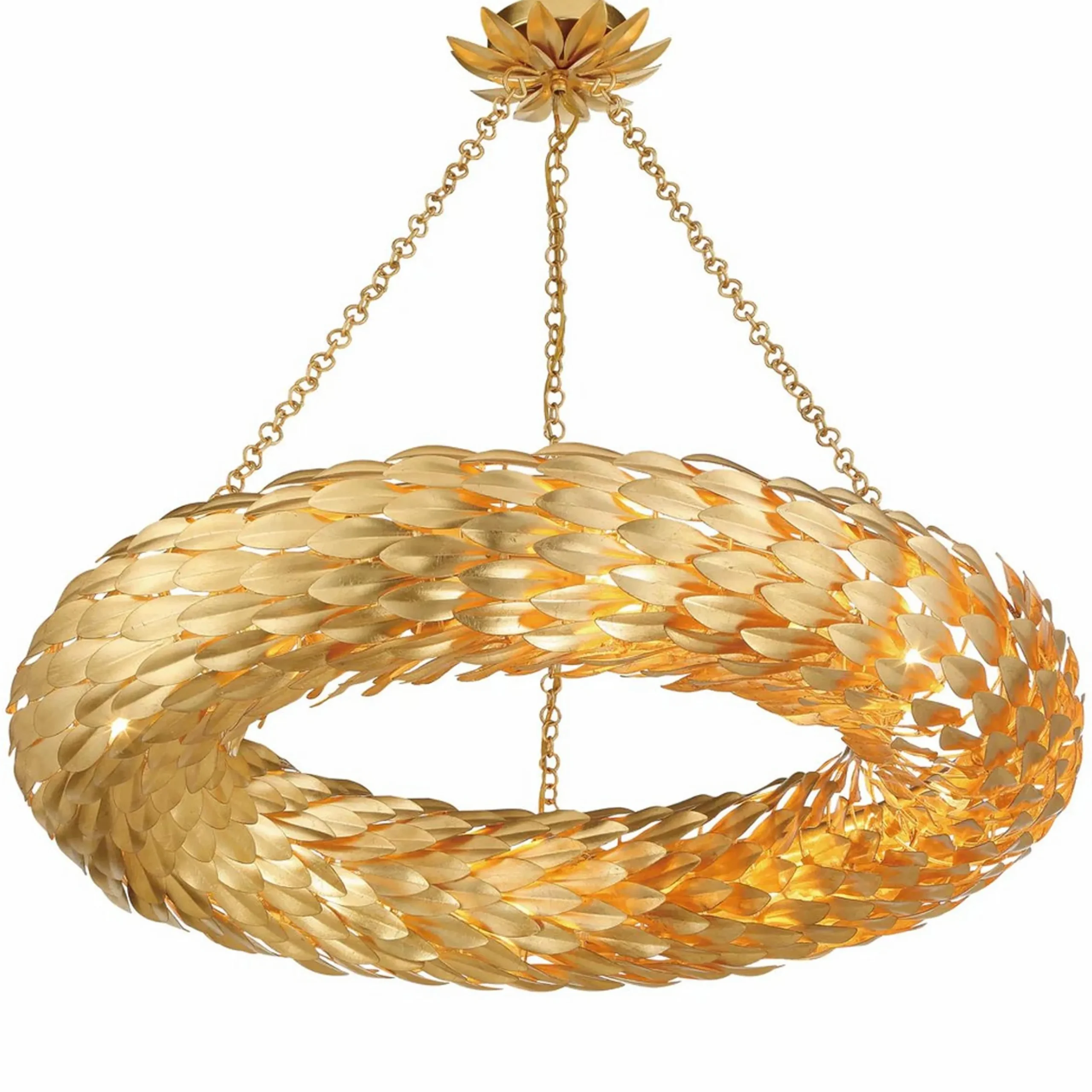 Olive Leaf Convertible Halo Chandelier - 34"