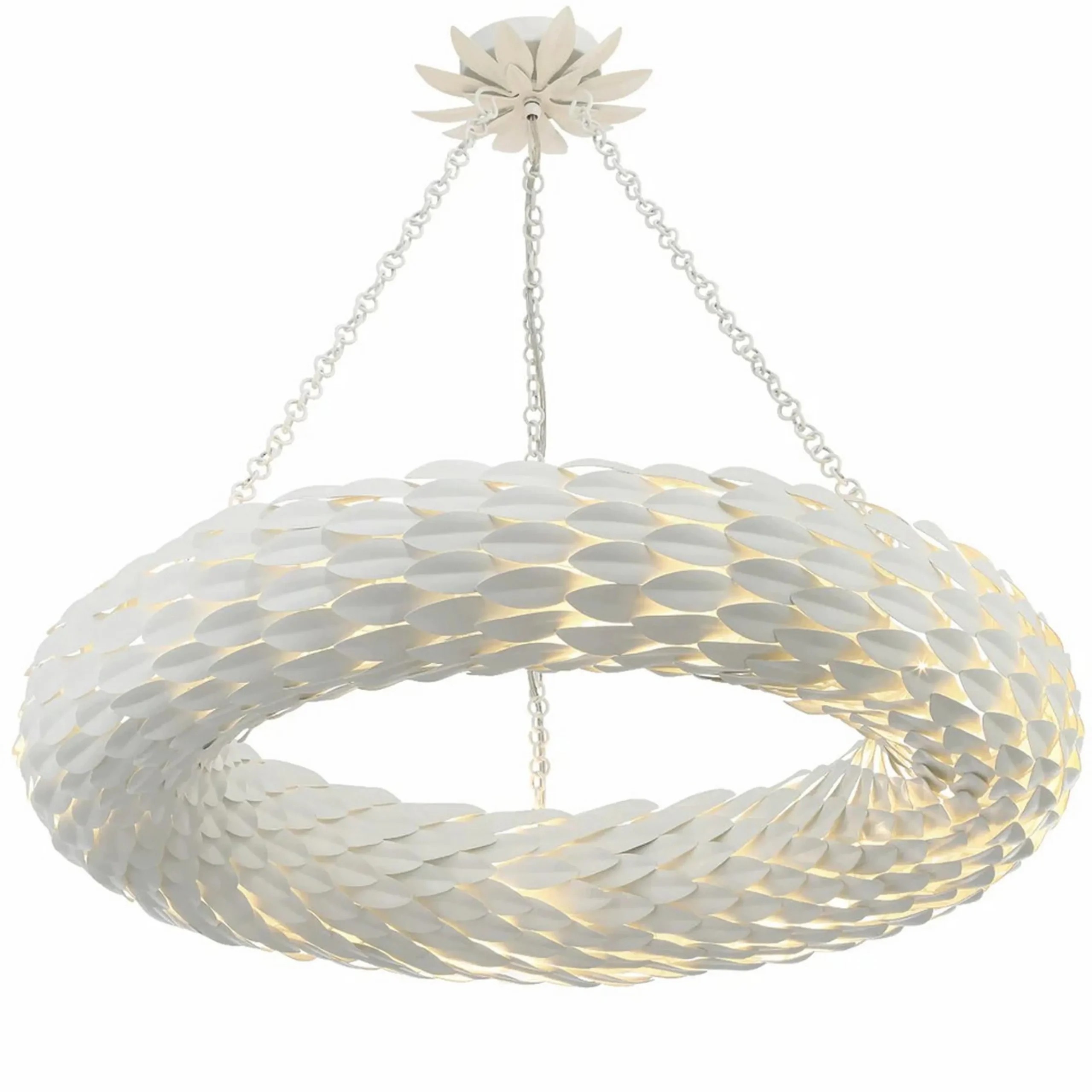Olive Leaf Convertible Halo Chandelier - 24"