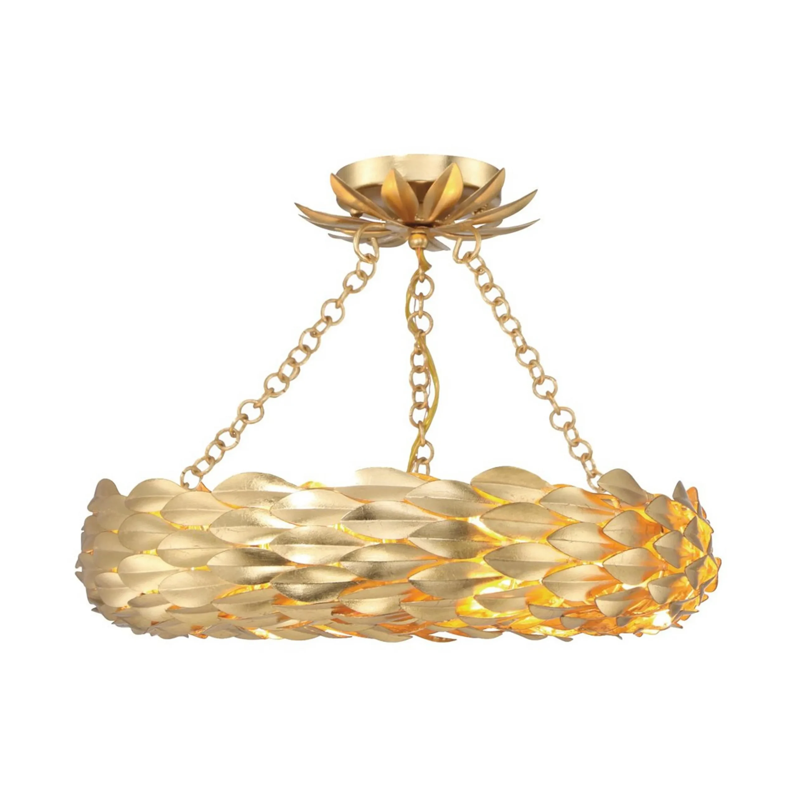 Olive Leaf Convertible Halo Chandelier - 18"