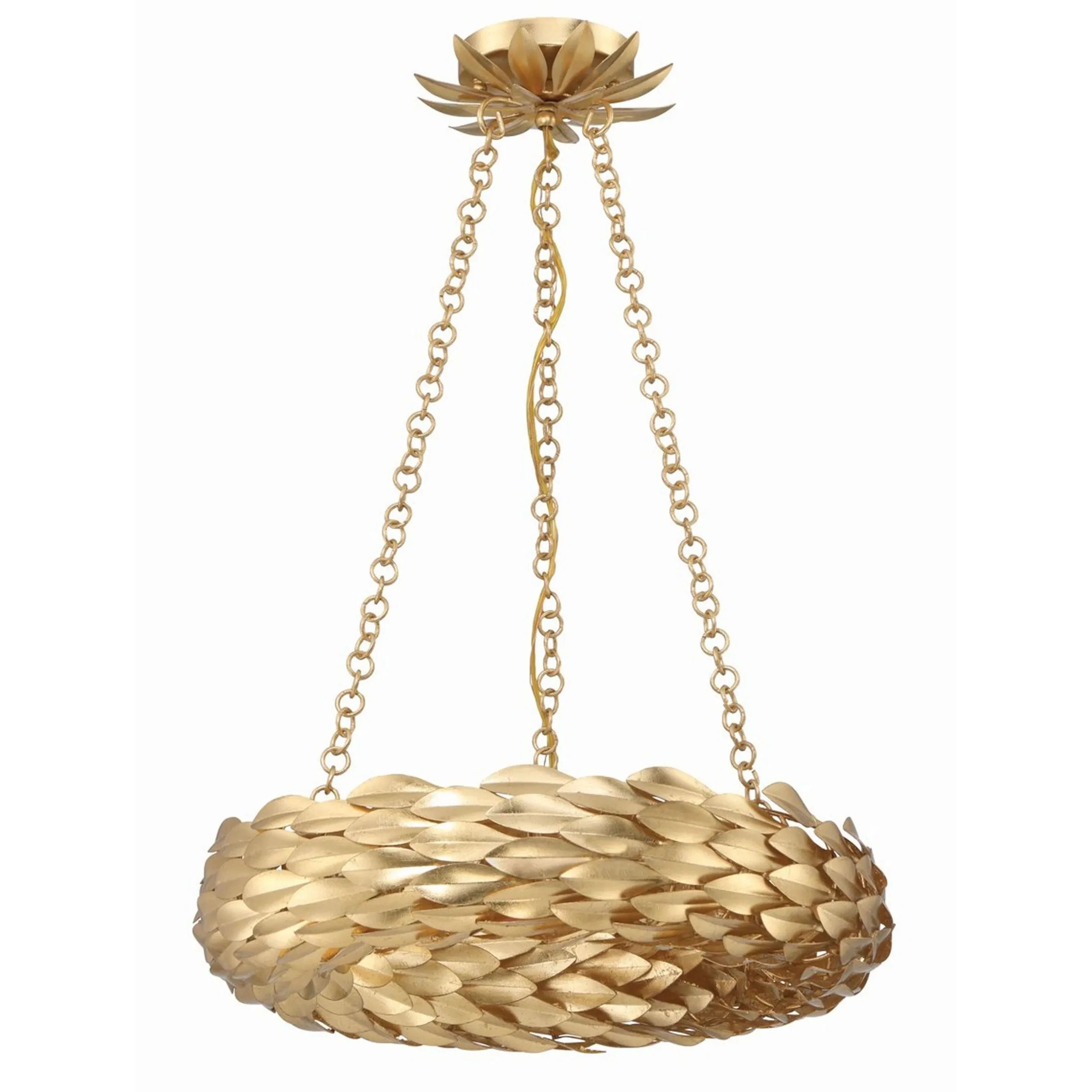 Olive Leaf Convertible Halo Chandelier - 18"