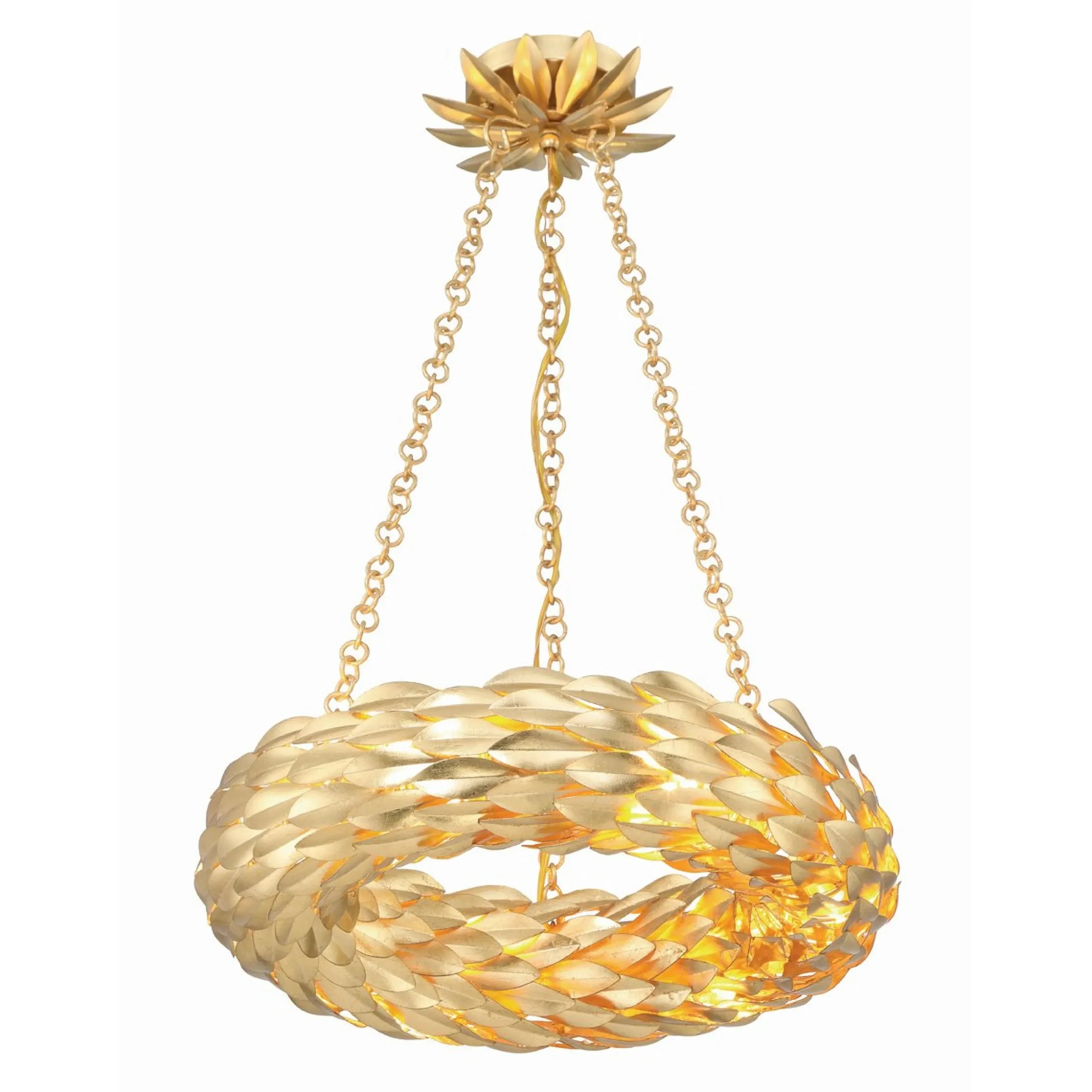 Olive Leaf Convertible Halo Chandelier - 18"
