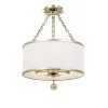 Olive Leaf Drum Shade Chandelier - 3 Light