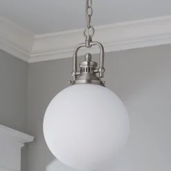 Opal Glass Globe Industrial Pendant