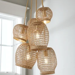Open Weave Rattan Chandelier