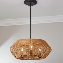 Organic Modern Rattan Chandelier - 3 Light