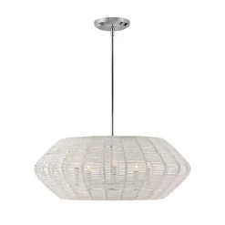 Organic Modern Rattan Chandelier - 5 Light