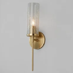 Pencil Arm and Crackle Glass Sconce