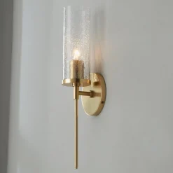 Pencil Arm and Crackle Glass Sconce