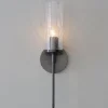 Pencil Arm and Crackle Glass Sconce
