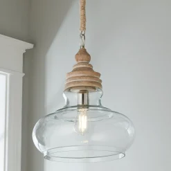 Pickled Wood and Clear Glass Pendant - Barbour Glass