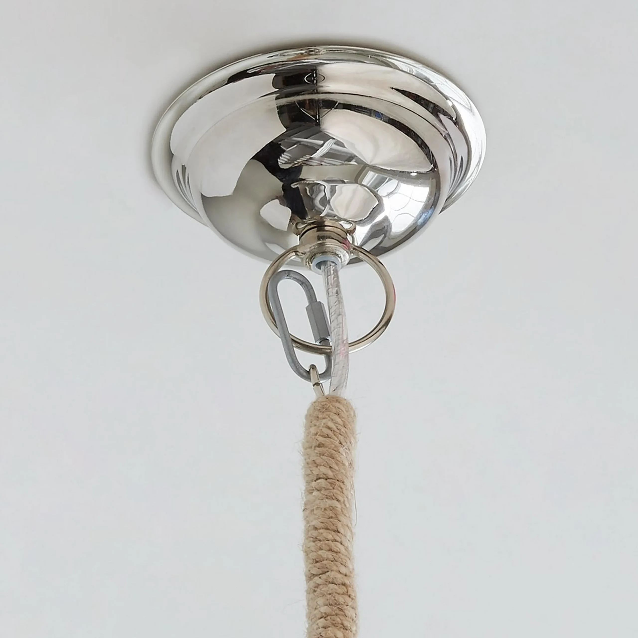 Pickled Wood and Clear Glass Pendant - Bell Glass