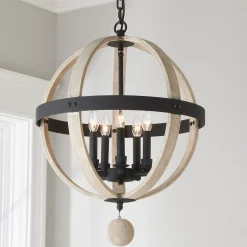 Refined Wood Globe Chandelier