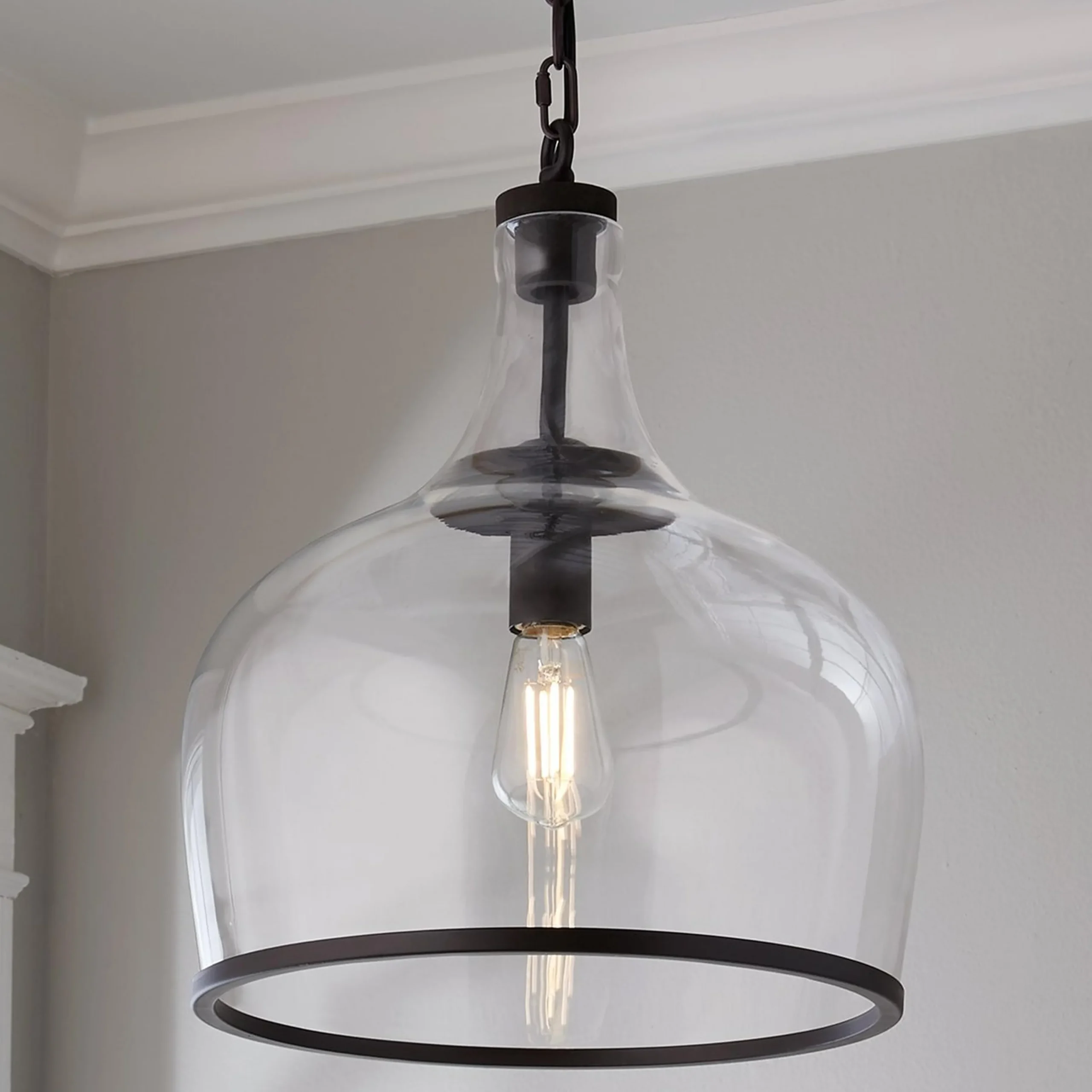 Reproduction Glass Cloche Pendant
