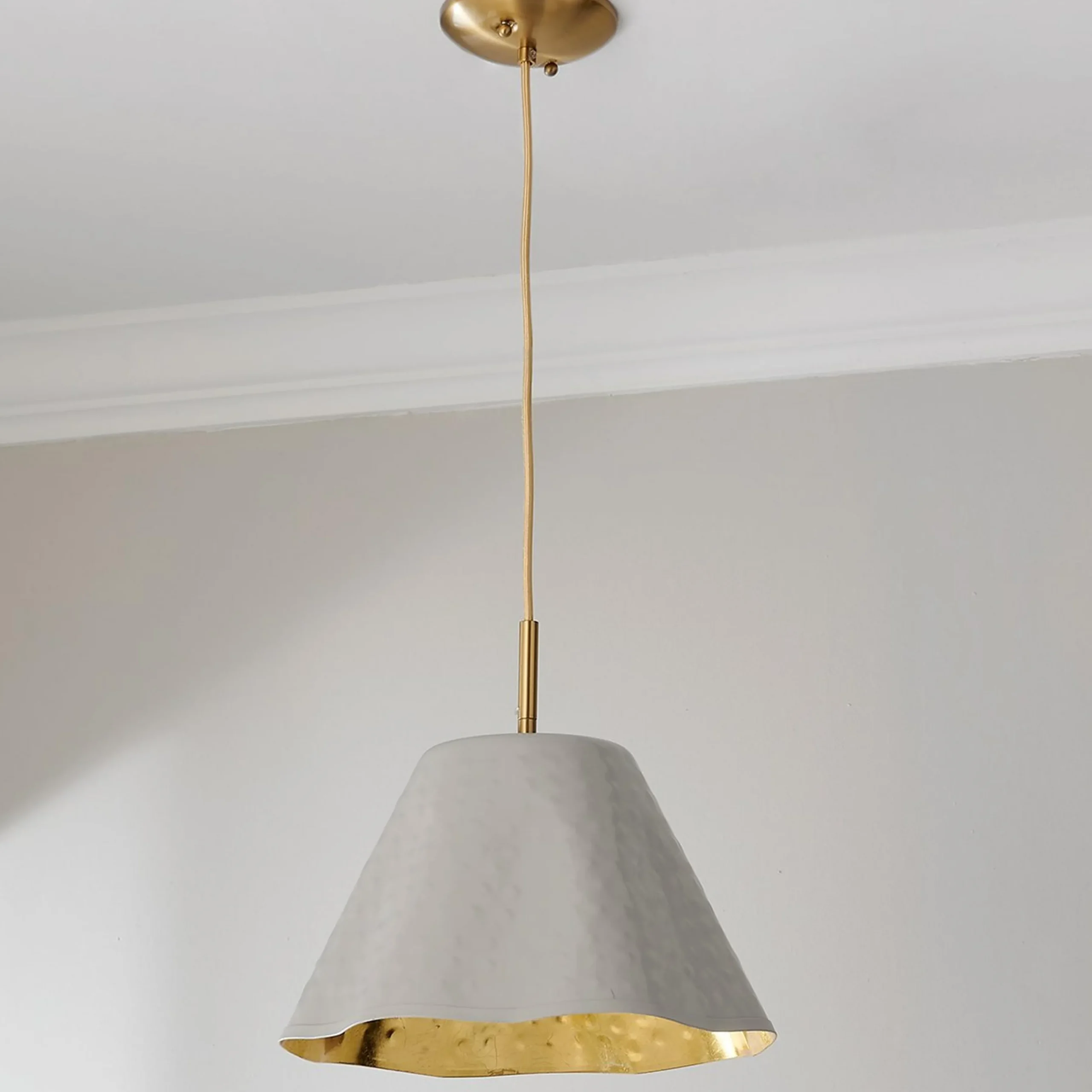 Ruffled Edge Hammered Metal Pendant
