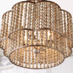 Rustic Beaded Layered Petal Chandelier