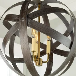 Rustic Metal Strap Globe Lantern - Medium 3 Light