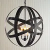 Rustic Metal Strap Globe Lantern - Large 3 Light