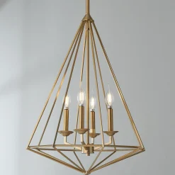 Satin Brass Prism Lantern - Medium