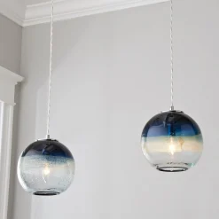 Sea and Sand Globe Art Glass Pendant