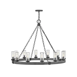 Seeded Contrast Outdoor Ring Chandelier - 12 Light