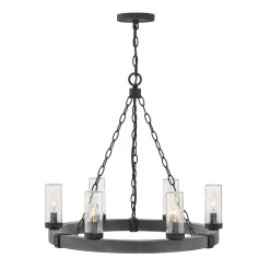 Seeded Contrast Outdoor Ring Chandelier - 6 Light