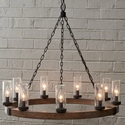 Seeded Contrast Outdoor Ring Chandelier - 9 Light