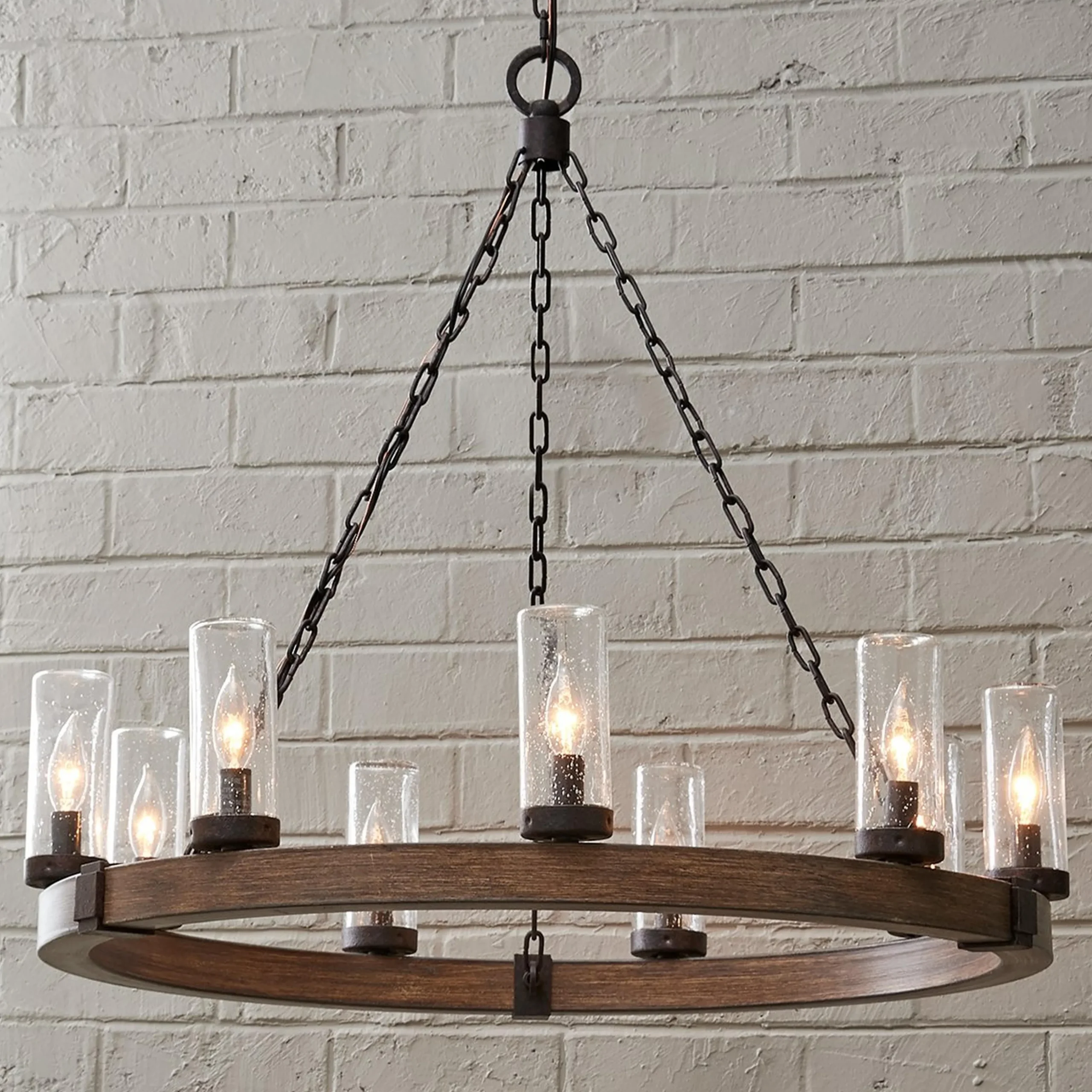 Seeded Contrast Outdoor Ring Chandelier - 9 Light