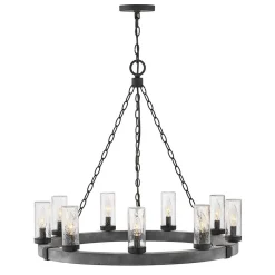 Seeded Contrast Outdoor Ring Chandelier - 9 Light