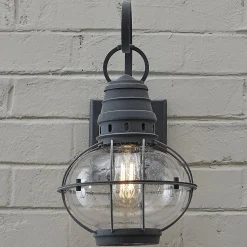 Seeded Glass Globe Outdoor Sconce - Medium