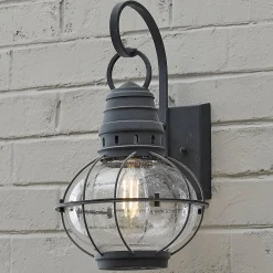 Seeded Glass Globe Outdoor Sconce - Medium