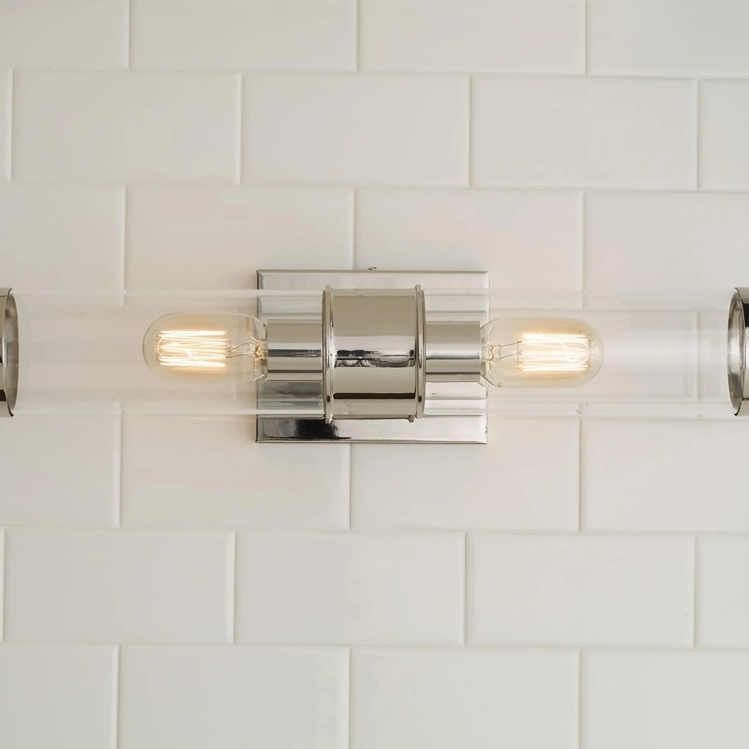 Simple Glass Cylinder Sconce - 2 Light