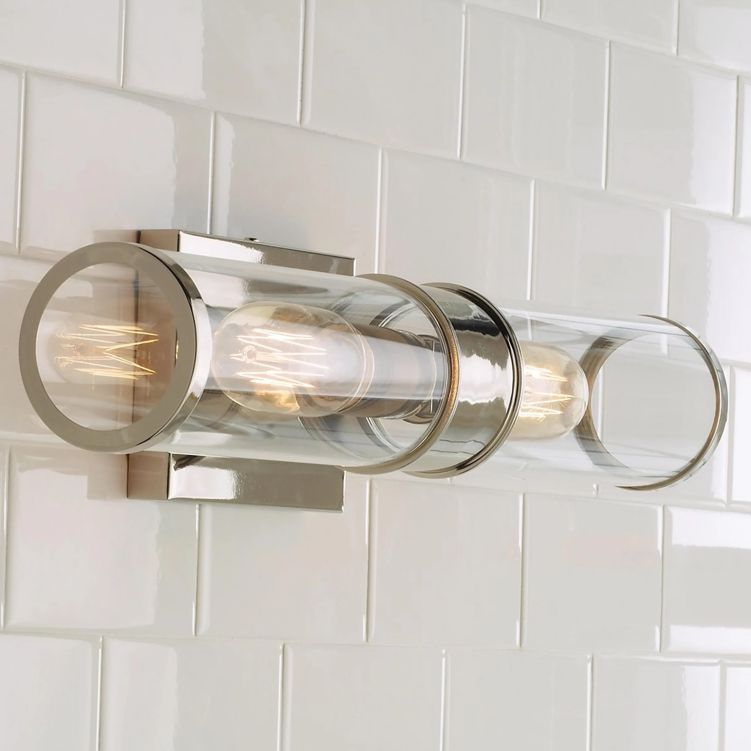 Simple Glass Cylinder Sconce - 2 Light