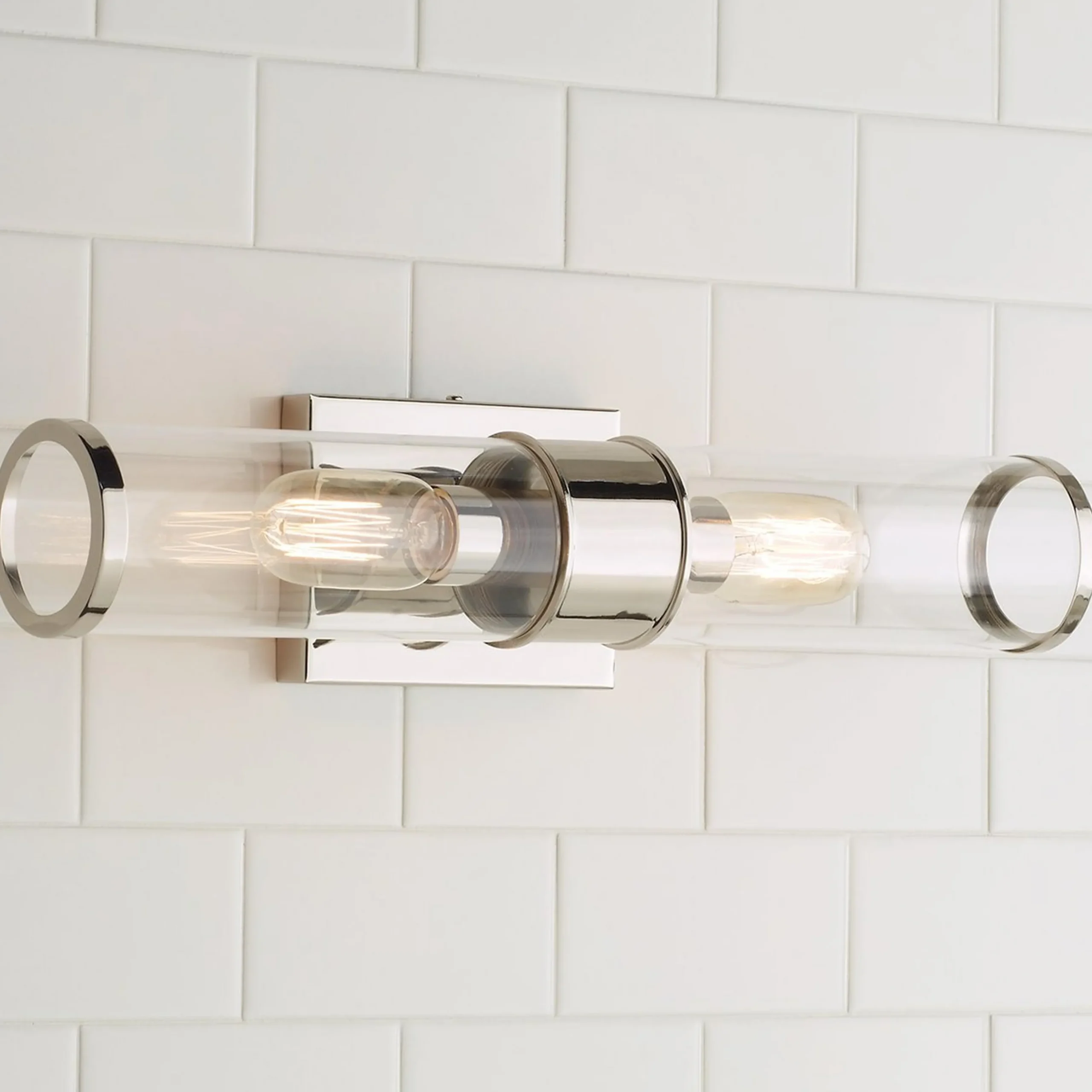 Simple Glass Cylinder Sconce - 2 Light