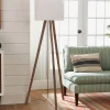 Sleek Wood Modern Tripod Floor Lamp