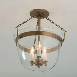 Smokebell Lantern Semi-Flush Ceiling Light - Large - Clear