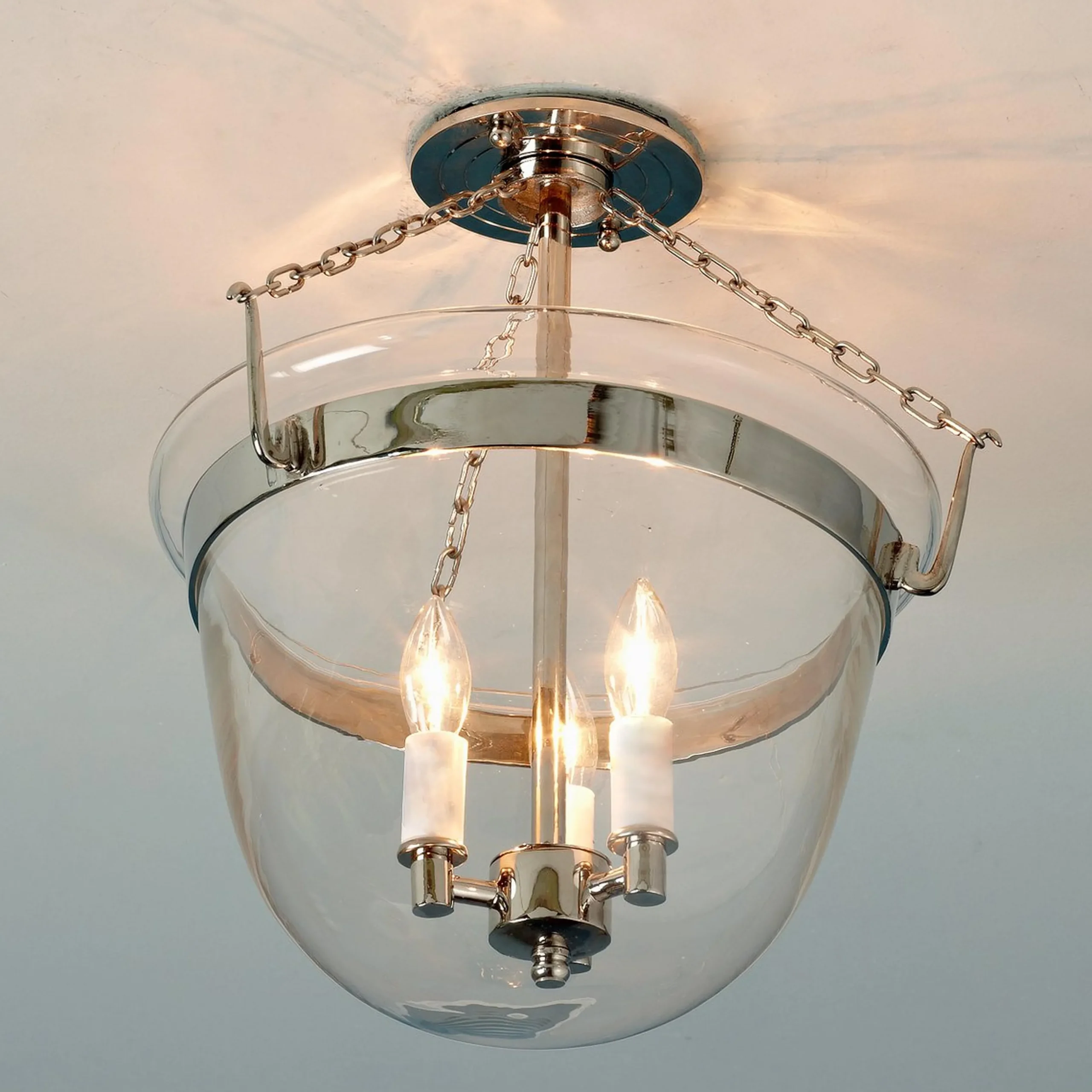 Smokebell Lantern Semi-Flush Ceiling Light - Large - Clear