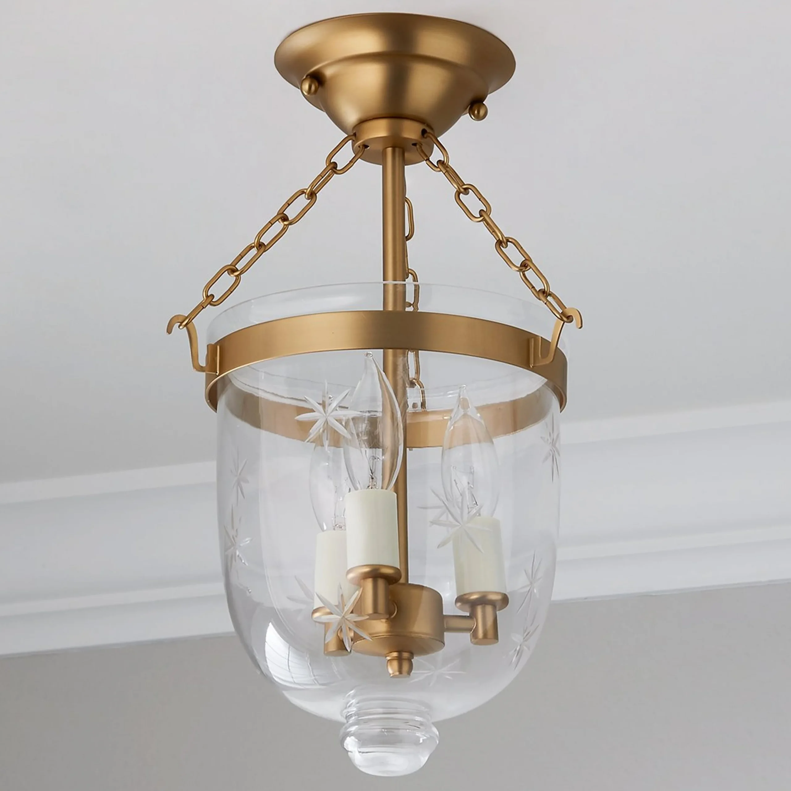 Smokebell Lantern Semi-Flush Ceiling Light - Small