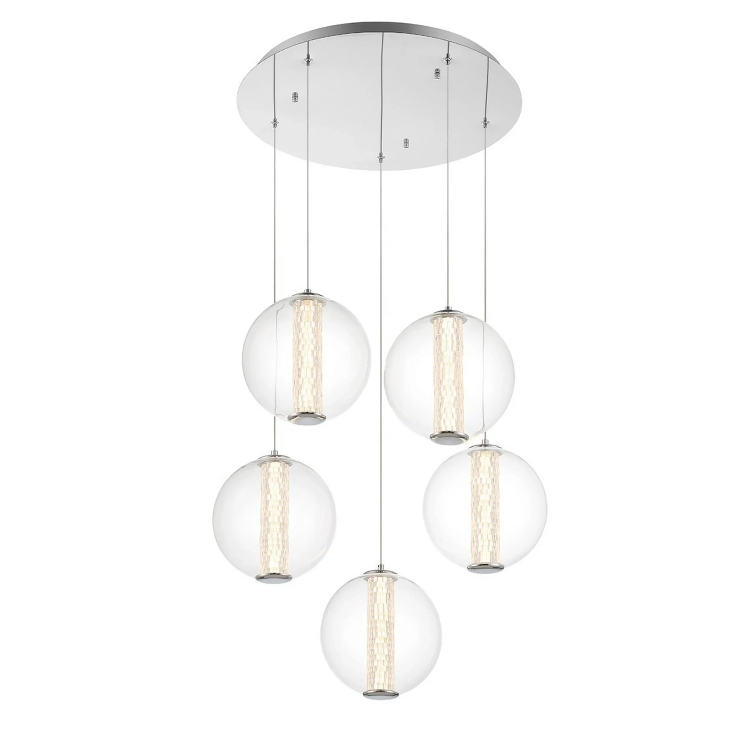Spectrogram LED Chandelier - 5 Light - Clear