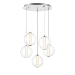 Spectrogram LED Chandelier - 5 Light - Clear