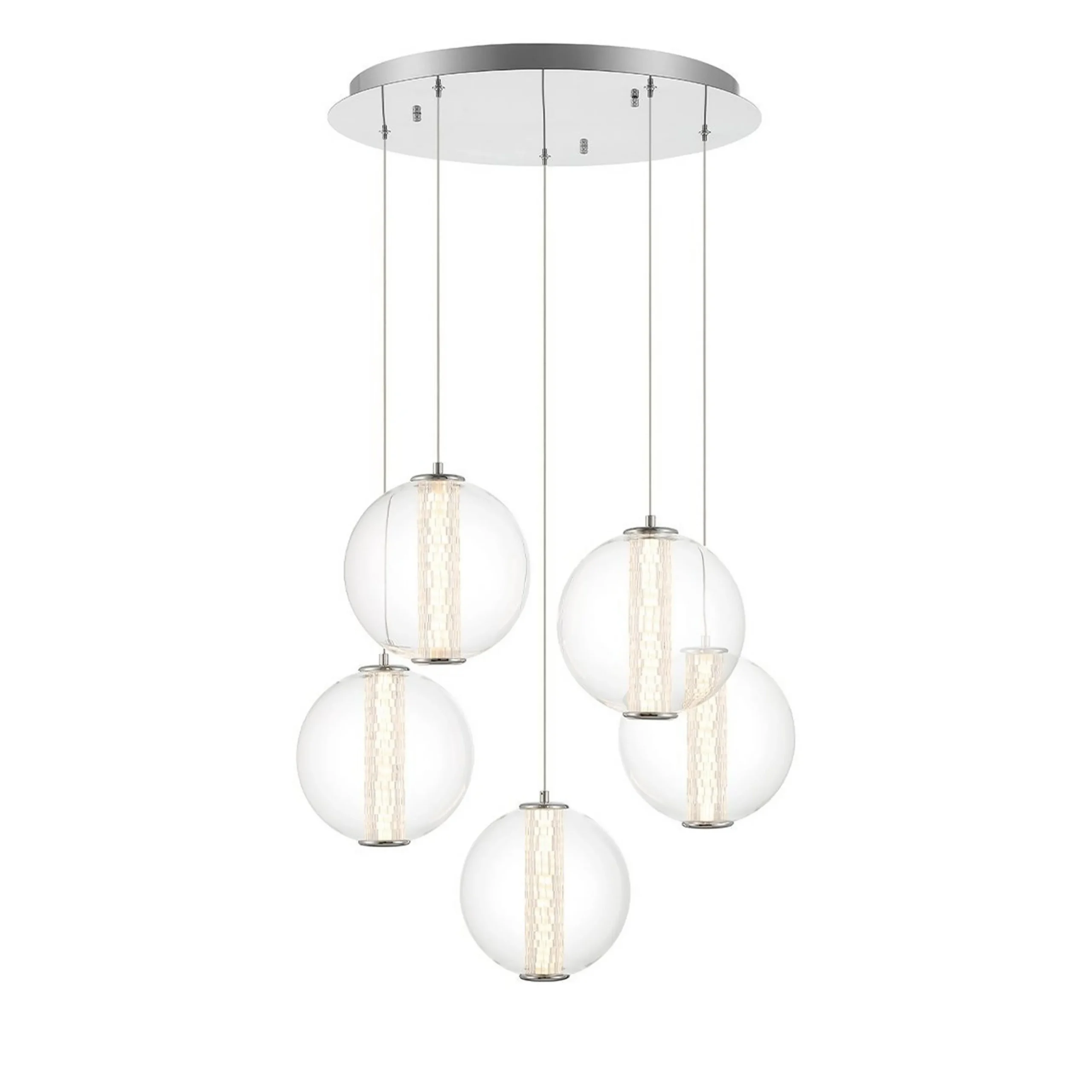 Spectrogram LED Chandelier - 5 Light - Clear