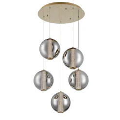 Spectrogram LED Chandelier - 5 Light - Smoke