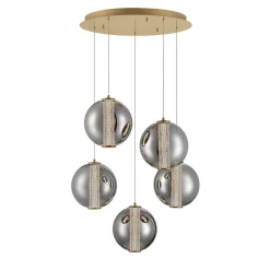 Spectrogram LED Chandelier - 5 Light - Smoke