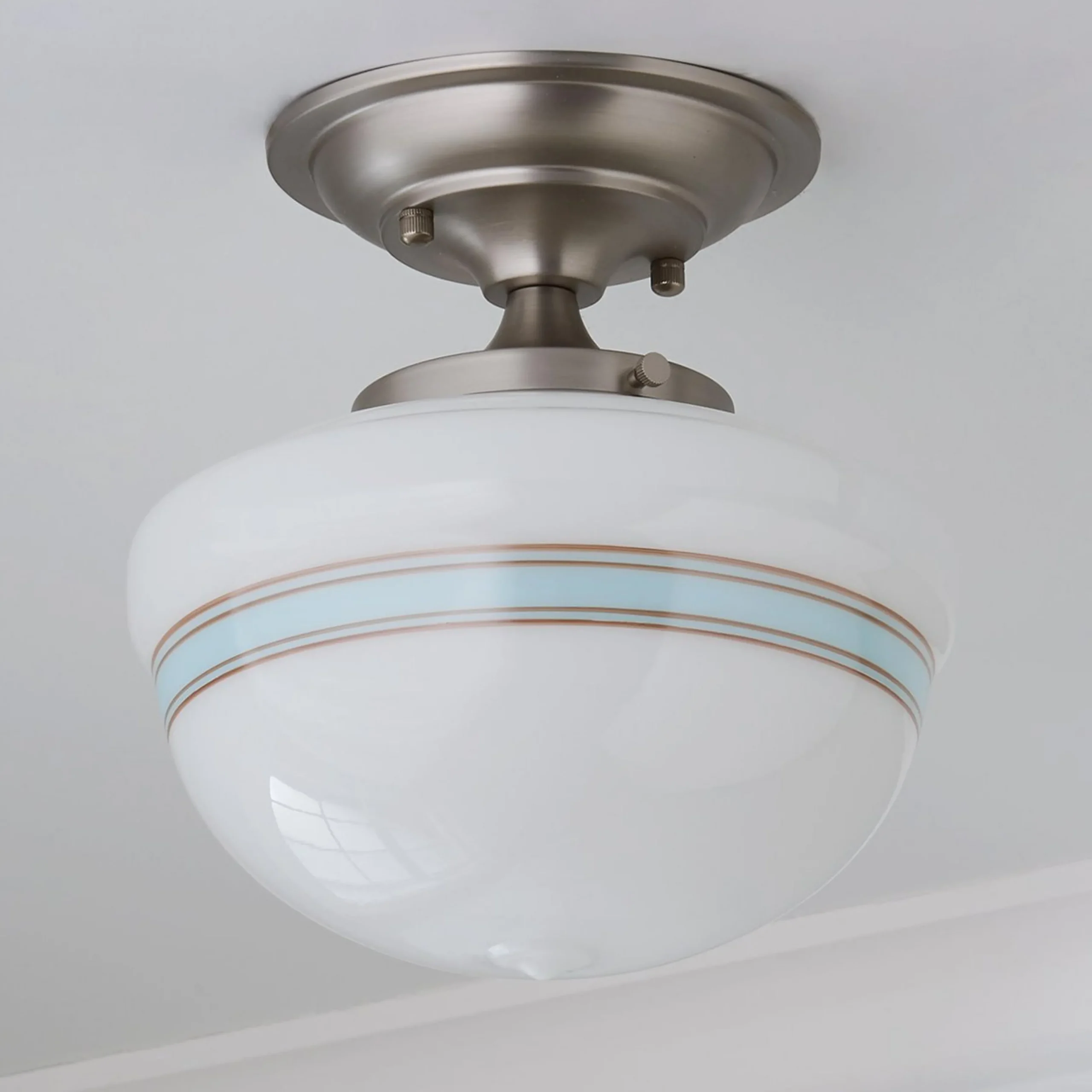 Striped Schoolhouse Semi-Flush Ceiling Light