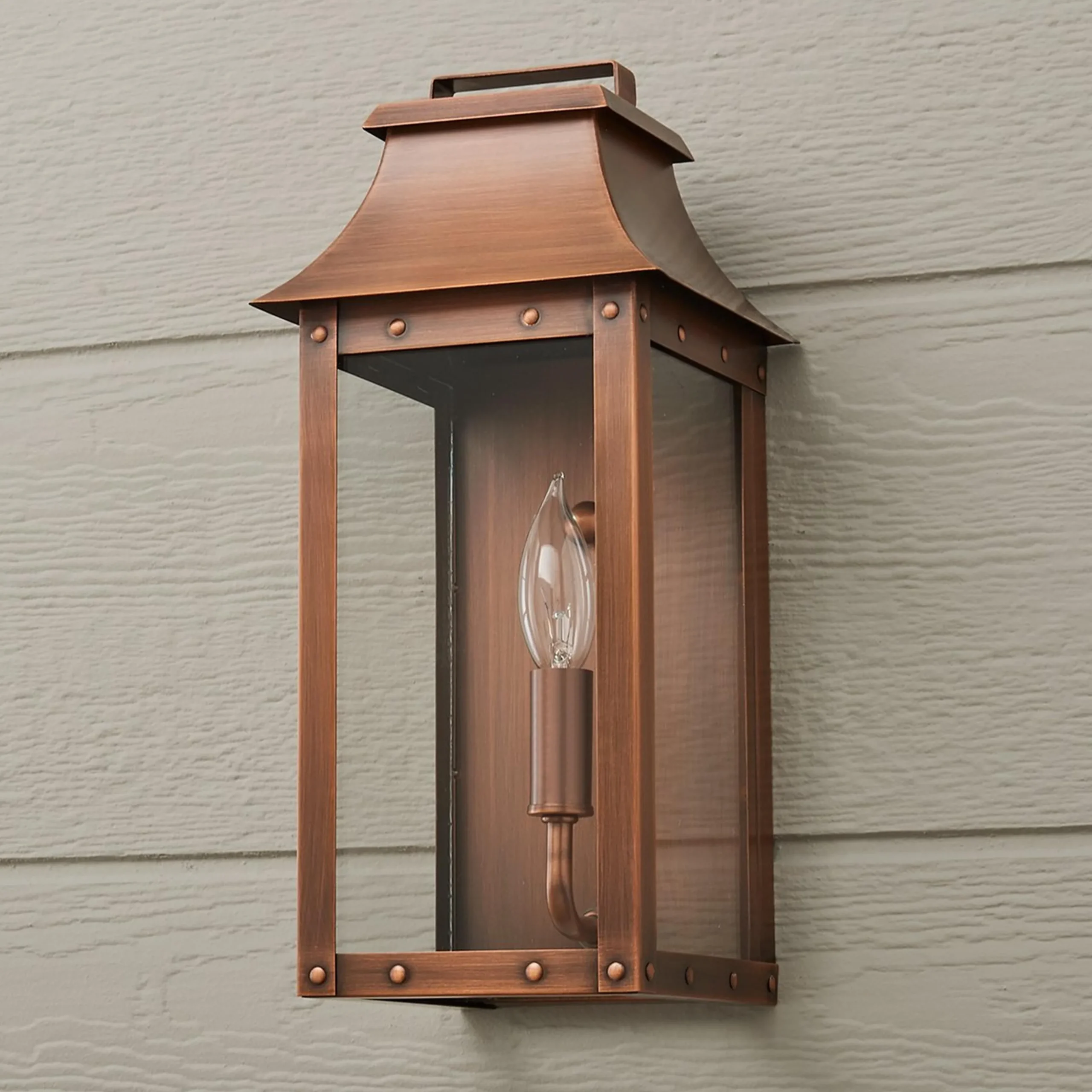 Traditional Studded Framed Box Outdoor Sconce - Small