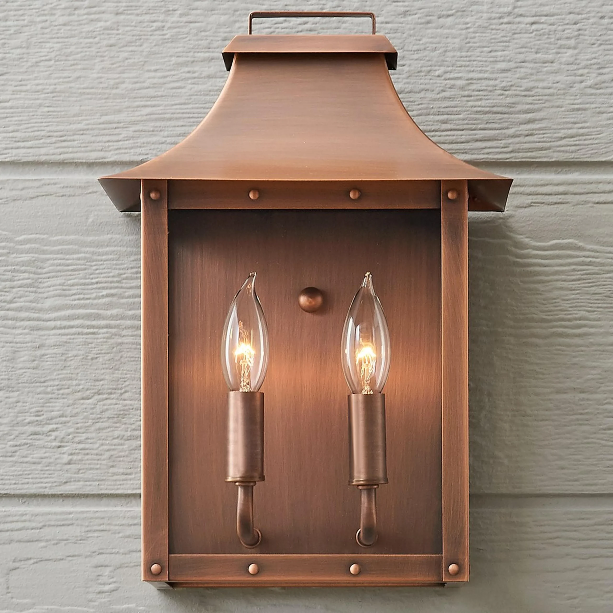 Traditional Studded Framed Box Outdoor Sconce - Large