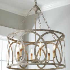 Transitional Cut Loop Drum Chandelier - 6 Light