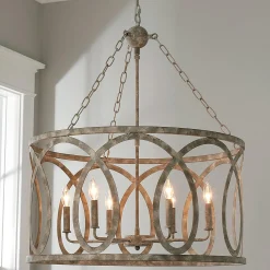 Transitional Cut Loop Drum Chandelier - 6 Light
