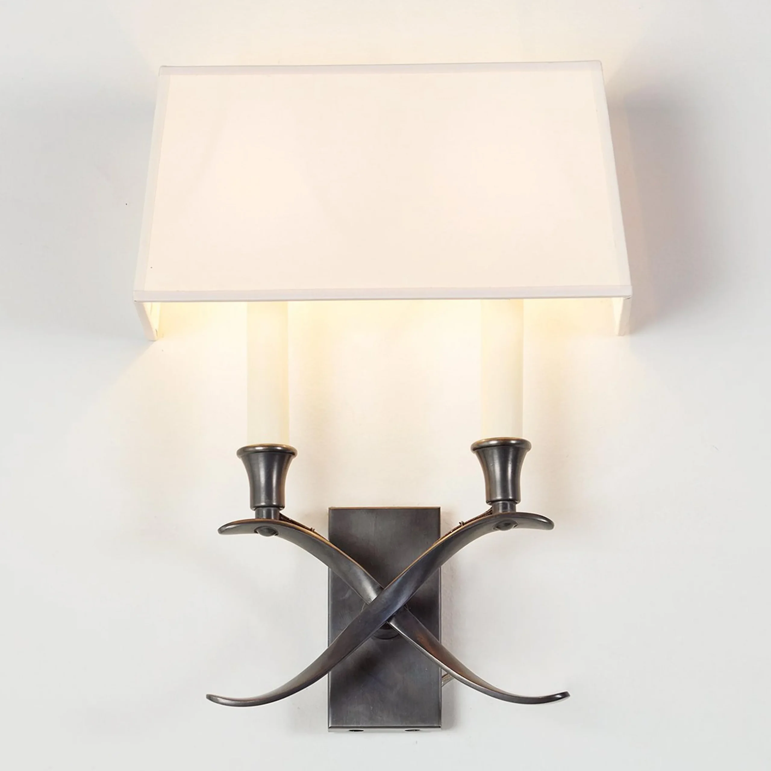 Transitional 'X' Wall Sconce with Shade - 2 Light
