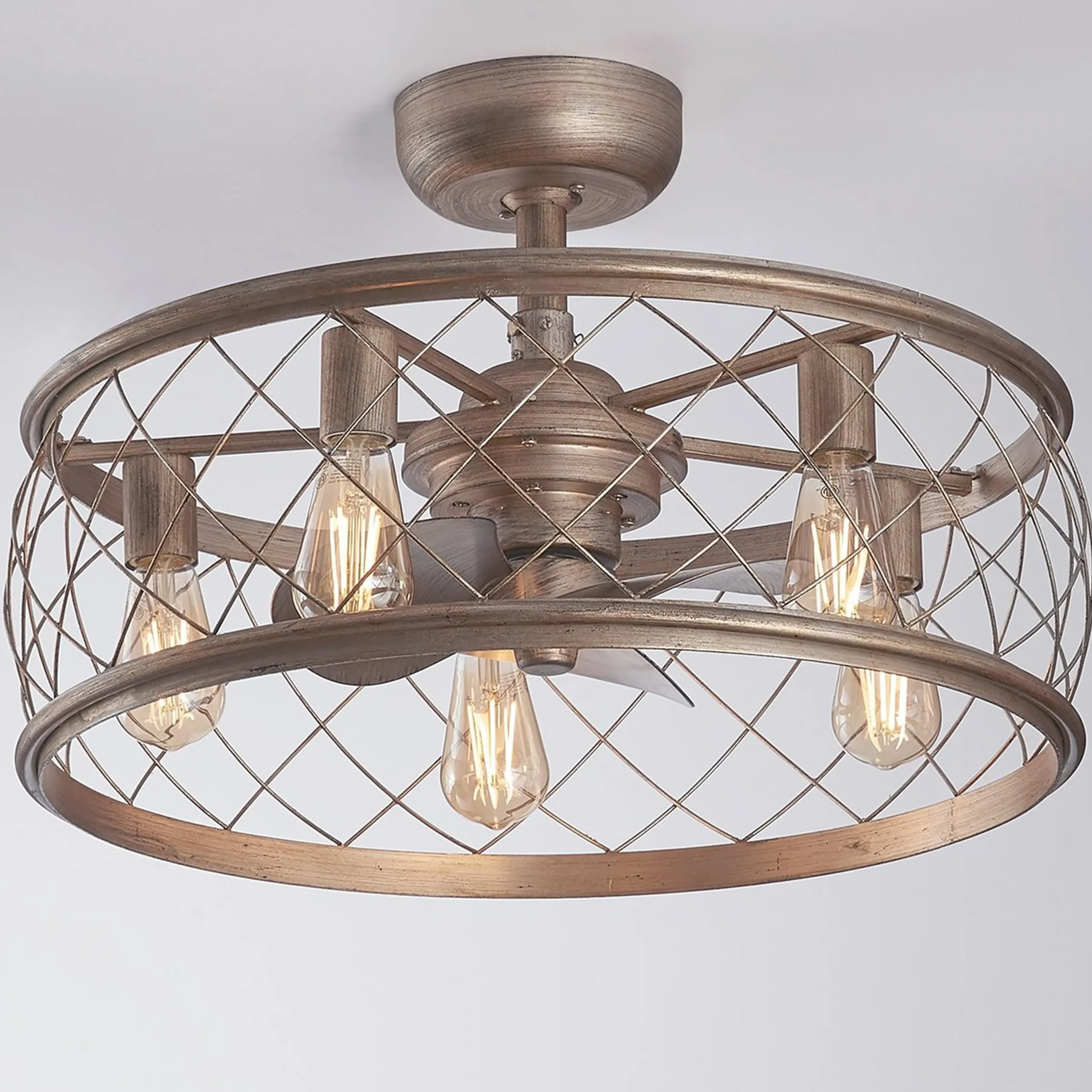 22" Trellis Cage Ceiling Fandelier